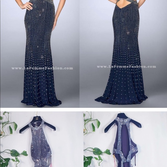 New LA FEMME Mirror Ovary Cutout Formal Gown 2 - Picture 3 of 8